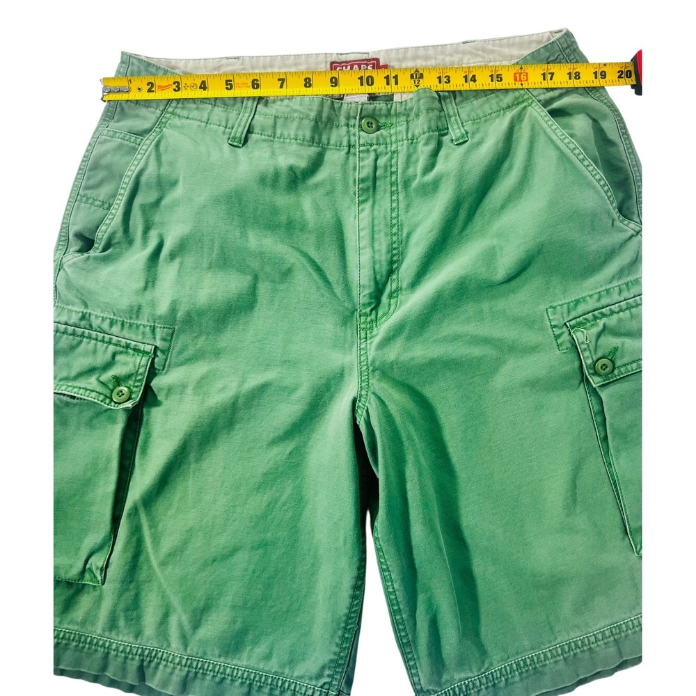 Vtg Chaps Green Denim Baggy Cargo Shorts Loose Long Sz 36 Mens Y2K Skater‎ 90s - Picture 8 of 8